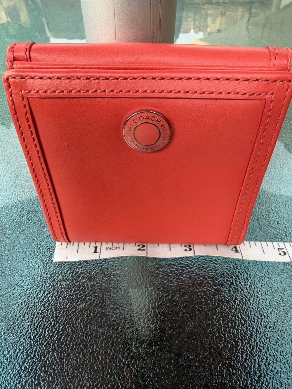 Coach Small Leather Wallet in Coral Red